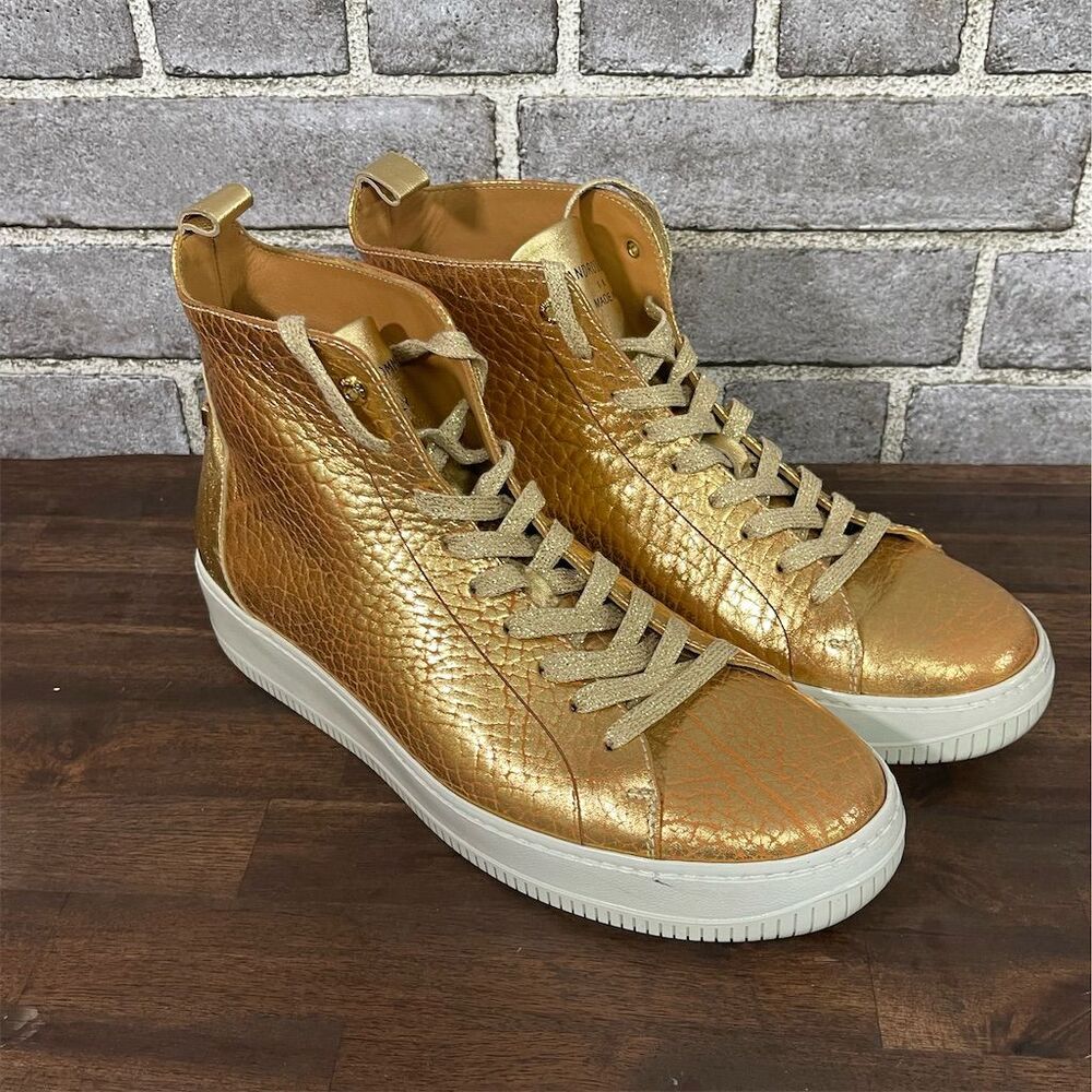 Android Homme Men's Gold High Top Sneakers Size 10 Casual Lace Up
